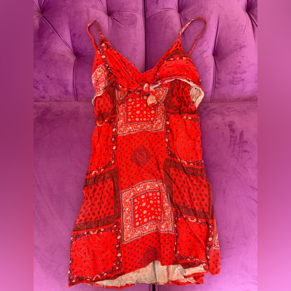 Xhilaration Red and White Bandana Print Dress